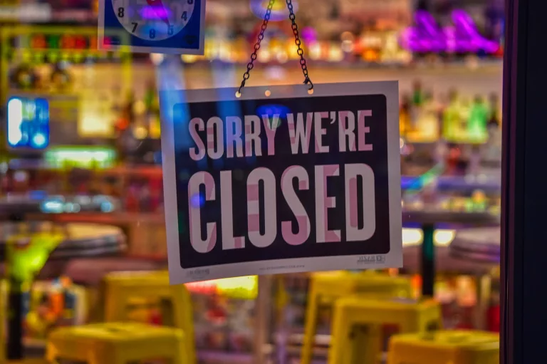 Sorry we’re closed. Small business closed during coronavirus pandemic COVID-19 business continuity